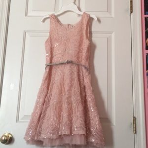 Pink Ruffle Sequin Dress